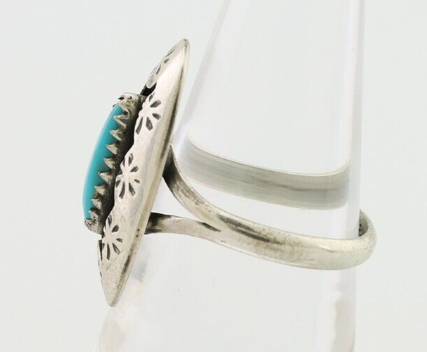 Navajo Ring 925 Silver Natural Blue Turquoise Signed IJC C.80's