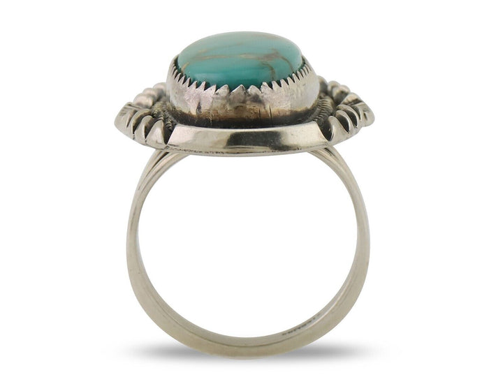 Navajo Ring 925 Silver Natural Blue Turquoise Signed M Begay C.80's