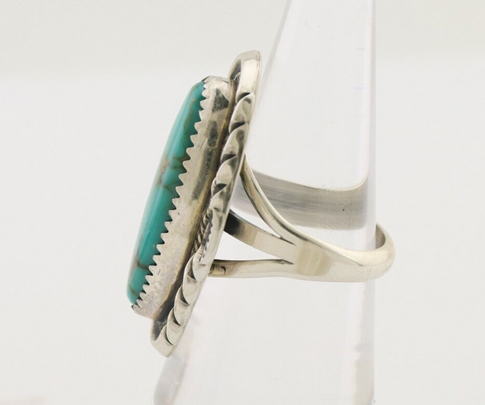 Navajo Ring 925 Silver Natural Blue Turquoise Signed M Begay C.80's