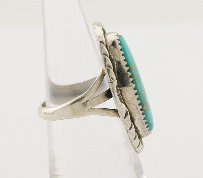 Navajo Ring 925 Silver Natural Blue Turquoise Signed M Begay C.80's