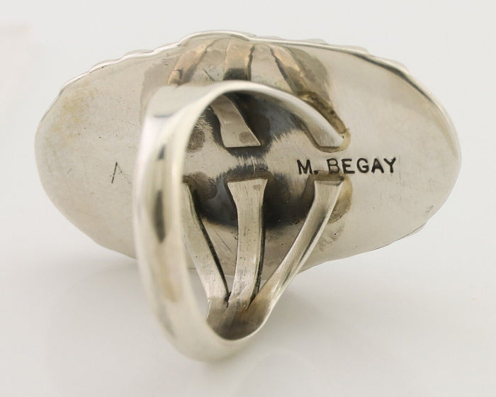 Navajo Ring 925 Silver Natural Blue Turquoise Signed M Begay C.80's