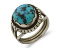 Navajo Ring 925 Silver Natural Blue Turquoise Signed Tony Guerro C.80's