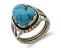 Navajo Ring 925 Silver Natural Blue Turquoise Signed Tony Guerro C.80's