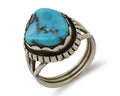 Navajo Ring 925 Silver Natural Blue Turquoise Signed Tony Guerro C.80's