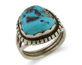 Navajo Ring 925 Silver Natural Blue Turquoise Signed Tony Guerro C.80's