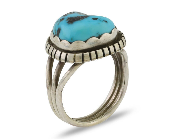 Navajo Ring 925 Silver Natural Blue Turquoise Signed Tony Guerro C.80's