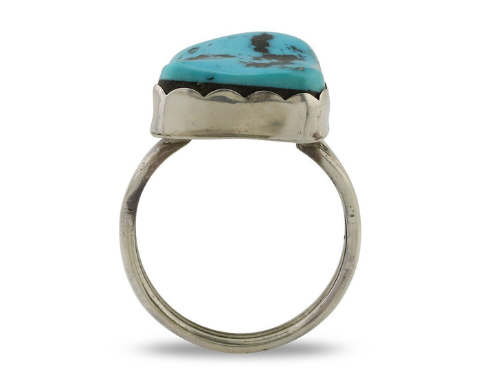 Navajo Ring 925 Silver Natural Blue Turquoise Signed Tony Guerro C.80's