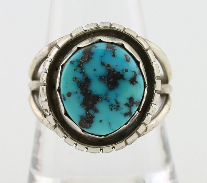 Navajo Ring 925 Silver Natural Blue Turquoise Signed Tony Guerro C.80's
