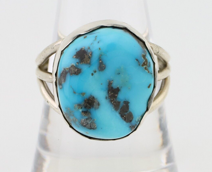 Navajo Ring 925 Silver Natural Blue Turquoise Signed Tony Guerro C.80's