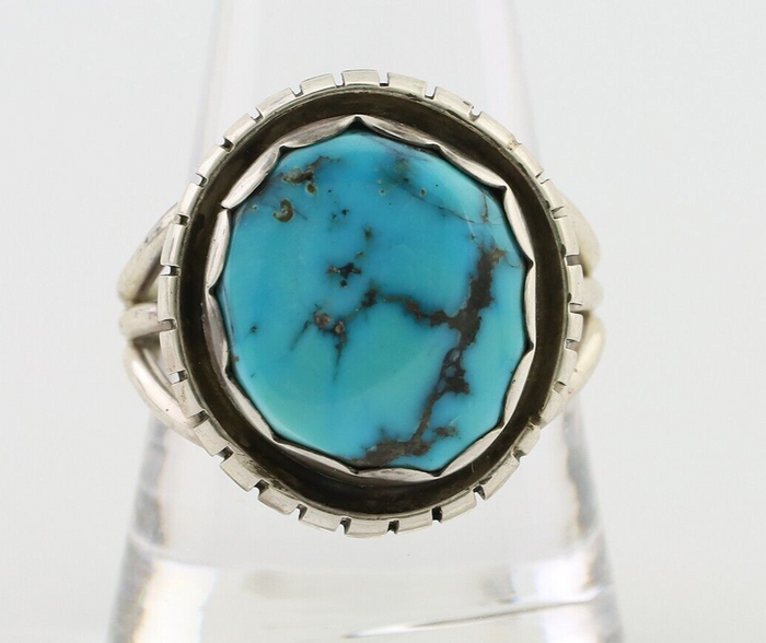 Navajo Ring 925 Silver Natural Blue Turquoise Signed Tony Guerro C.80's