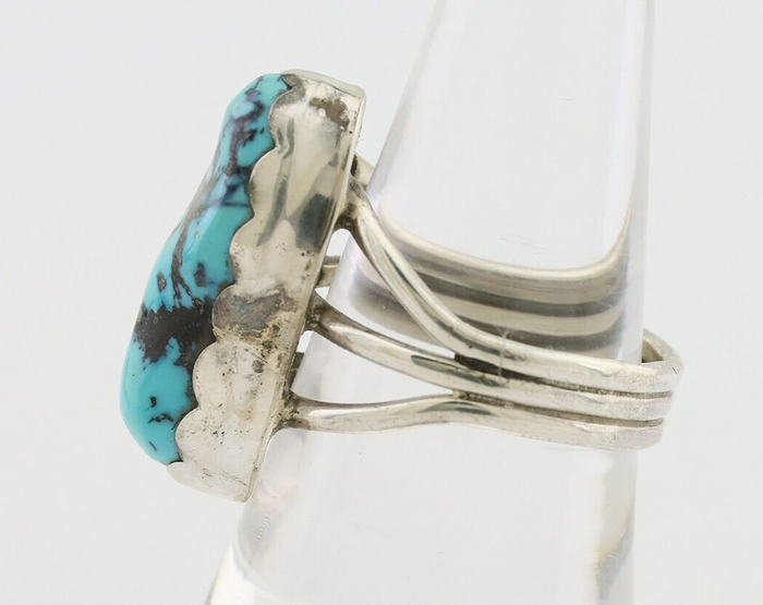 Navajo Ring 925 Silver Natural Blue Turquoise Signed Tony Guerro C.80's