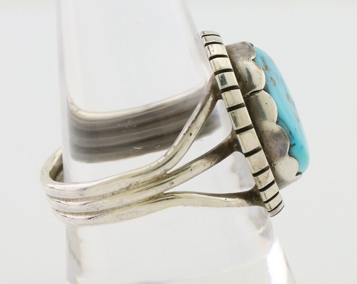 Navajo Ring 925 Silver Natural Blue Turquoise Signed Tony Guerro C.80's