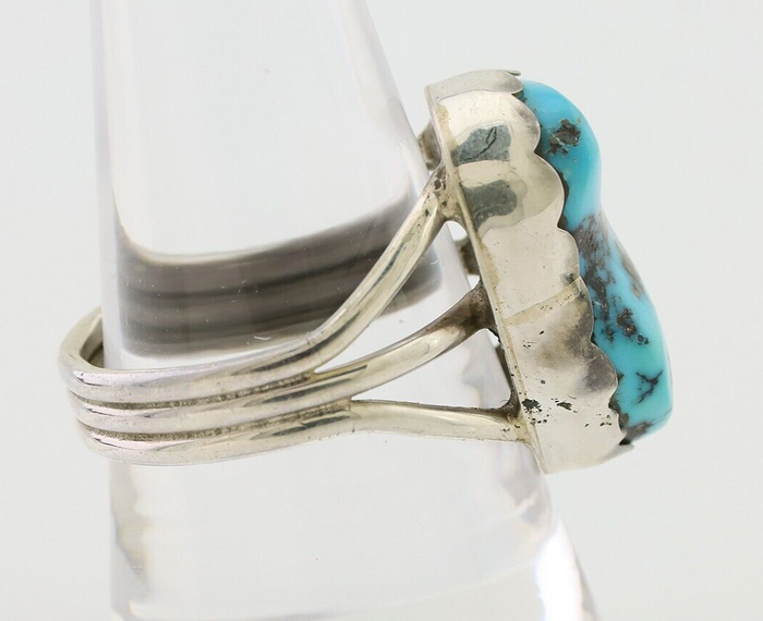 Navajo Ring 925 Silver Natural Blue Turquoise Signed Tony Guerro C.80's