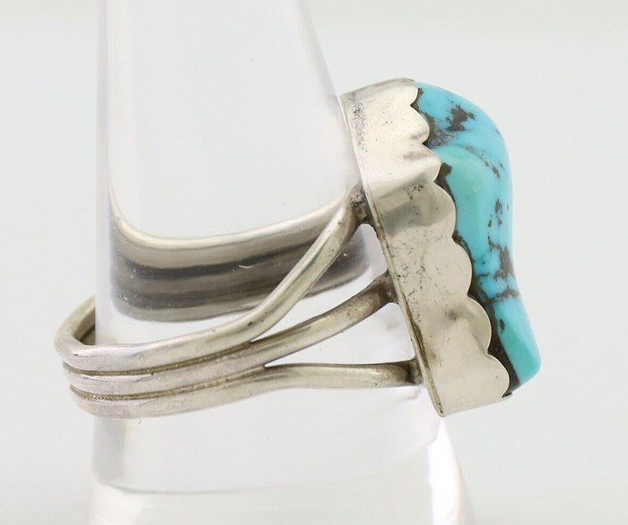 Navajo Ring 925 Silver Natural Blue Turquoise Signed Tony Guerro C.80's