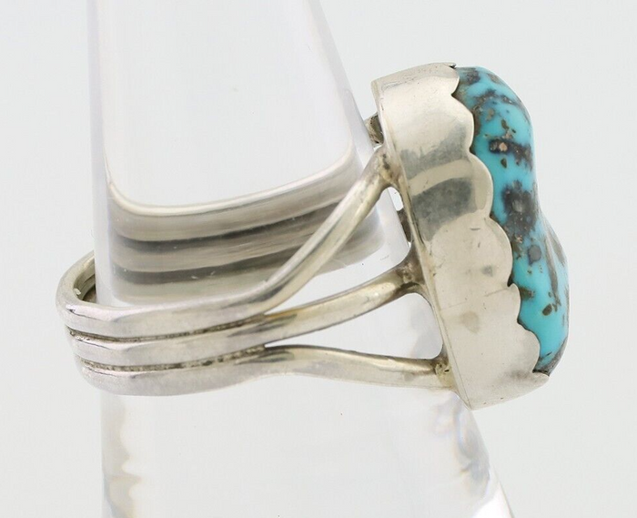 Navajo Ring 925 Silver Natural Blue Turquoise Signed Tony Guerro C.80's