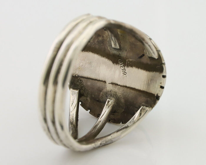 Navajo Ring 925 Silver Natural Blue Turquoise Signed Tony Guerro C.80's