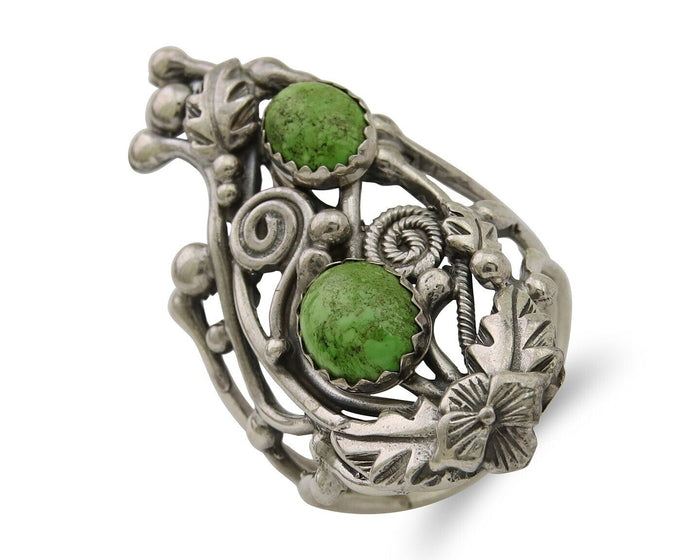Navajo Ring 925 Silver Natural Gaspiete Artist Signed Prairie Fire C.80's