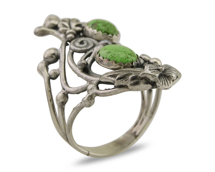 Navajo Ring 925 Silver Natural Gaspiete Artist Signed Prairie Fire C.80's