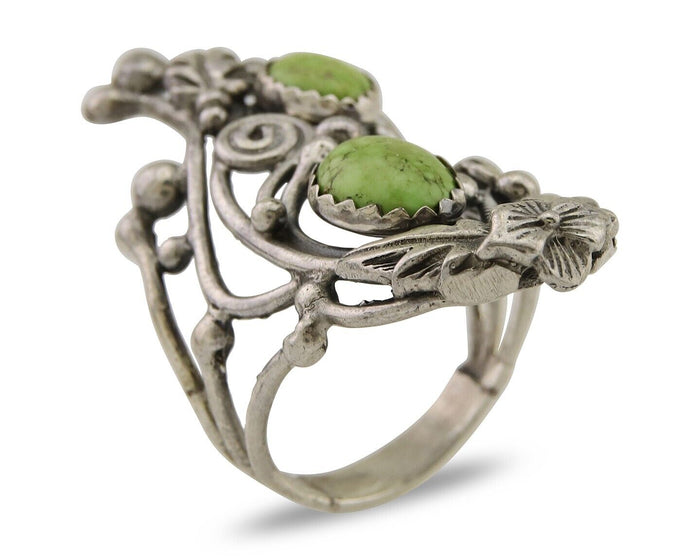 Navajo Ring 925 Silver Natural Gaspiete Artist Signed Prairie Fire C.80's