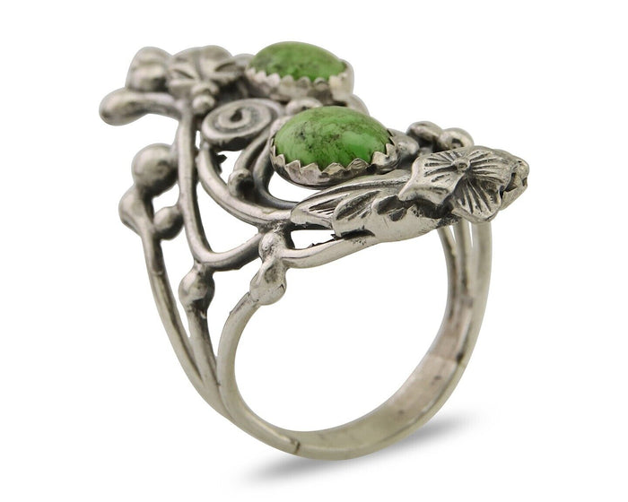 Navajo Ring 925 Silver Natural Gaspiete Artist Signed Prairie Fire C.80's