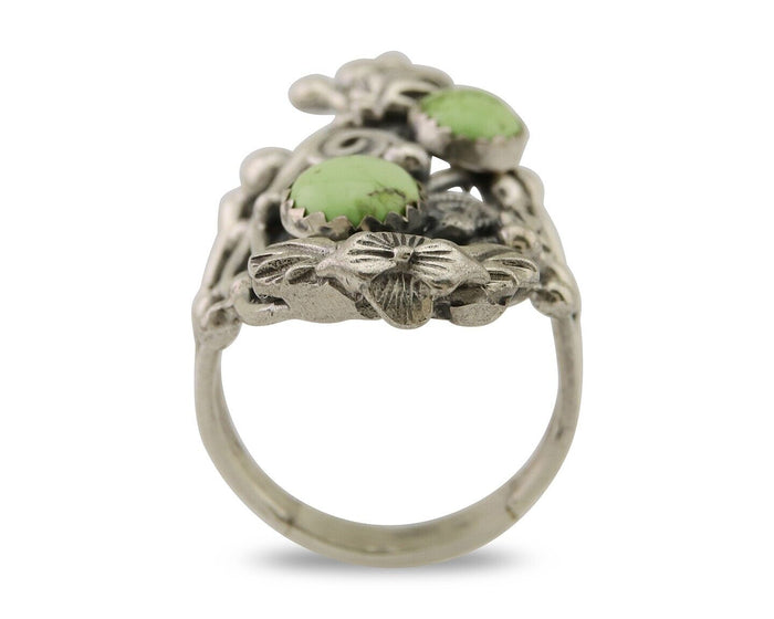 Navajo Ring 925 Silver Natural Gaspiete Artist Signed Prairie Fire C.80's
