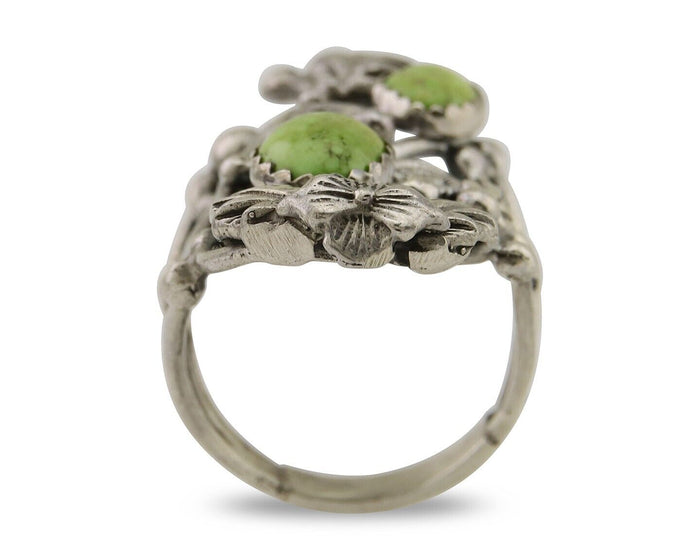 Navajo Ring 925 Silver Natural Gaspiete Artist Signed Prairie Fire C.80's