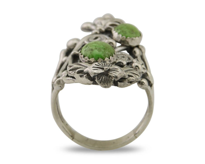 Navajo Ring 925 Silver Natural Gaspiete Artist Signed Prairie Fire C.80's