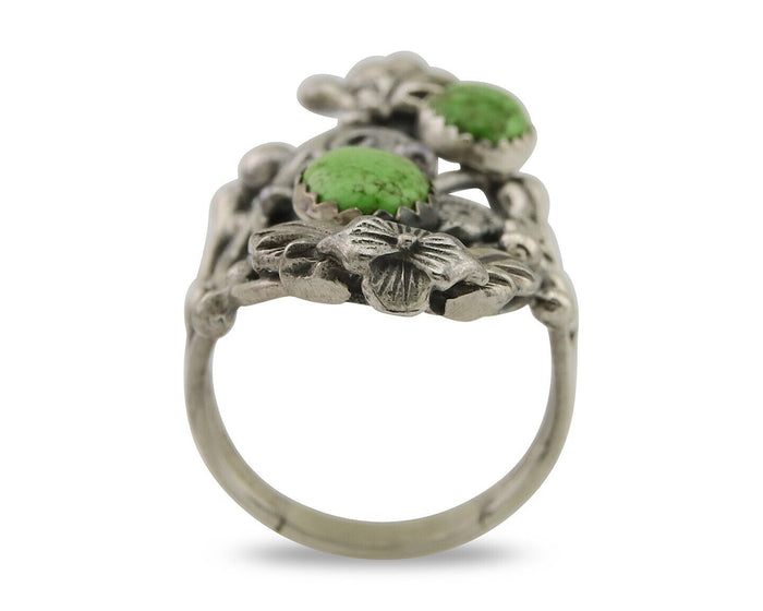 Navajo Ring 925 Silver Natural Gaspiete Artist Signed Prairie Fire C.80's