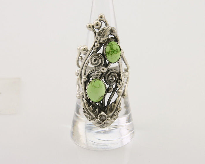 Navajo Ring 925 Silver Natural Gaspiete Artist Signed Prairie Fire C.80's