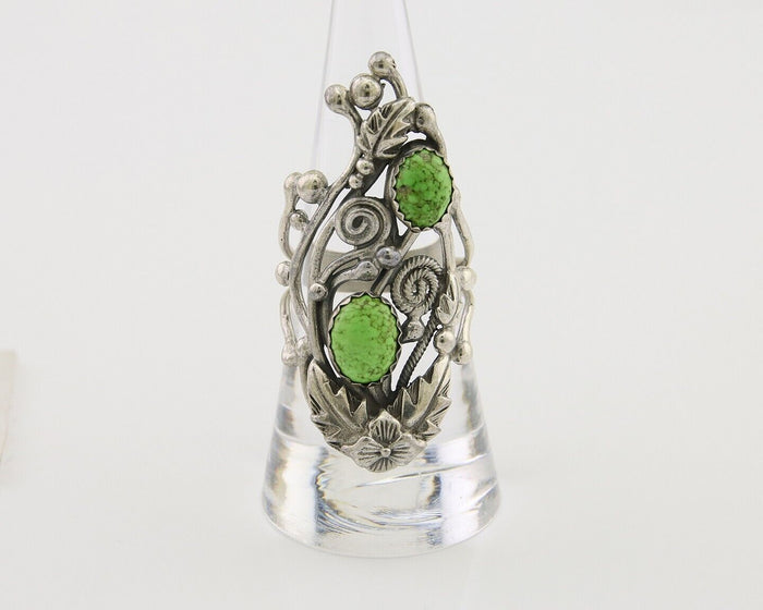 Navajo Ring 925 Silver Natural Gaspiete Artist Signed Prairie Fire C.80's