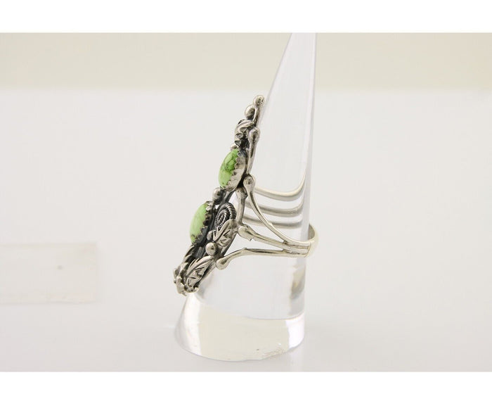 Navajo Ring 925 Silver Natural Gaspiete Artist Signed Prairie Fire C.80's
