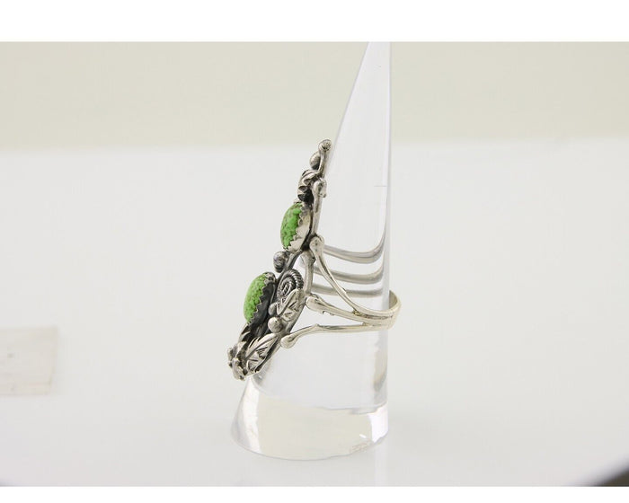 Navajo Ring 925 Silver Natural Gaspiete Artist Signed Prairie Fire C.80's