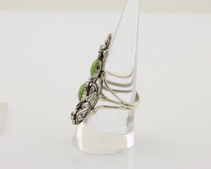 Navajo Ring 925 Silver Natural Gaspiete Artist Signed Prairie Fire C.80's