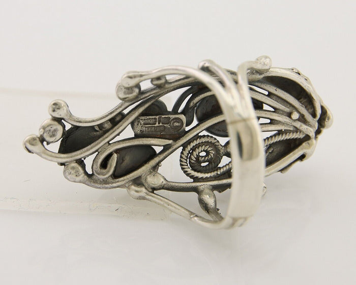 Navajo Ring 925 Silver Natural Gaspiete Artist Signed Prairie Fire C.80's