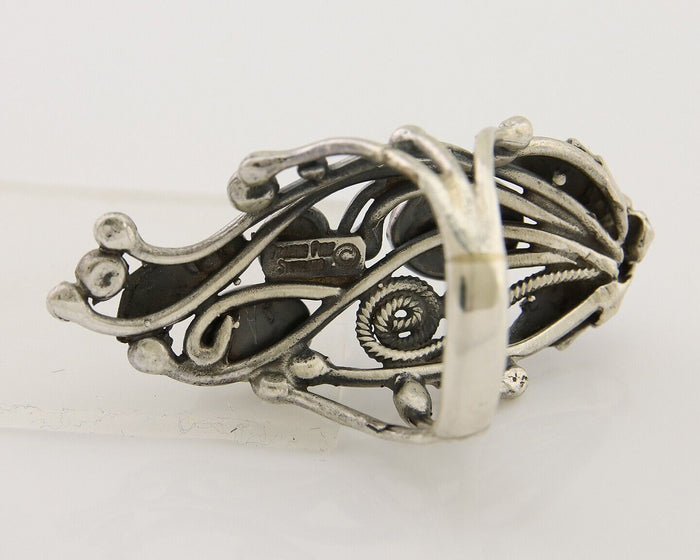 Navajo Ring 925 Silver Natural Gaspiete Artist Signed Prairie Fire C.80's