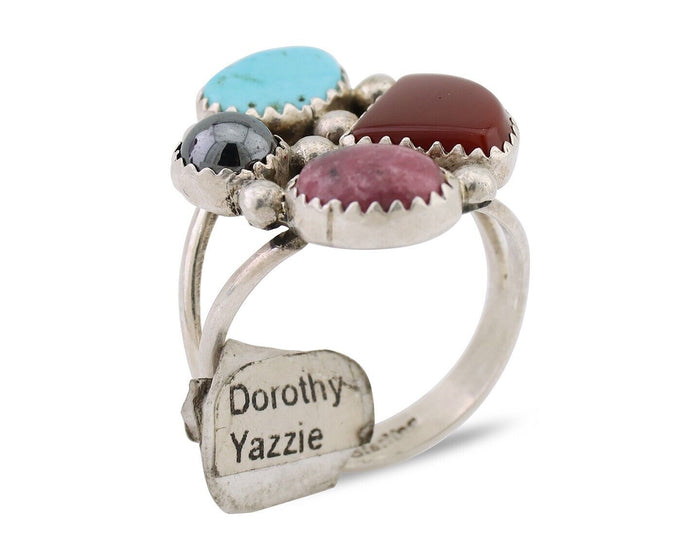 Navajo Ring 925 Silver Natural Gemstone Artist Dorothy Yazzie Size 9.0 C.80's