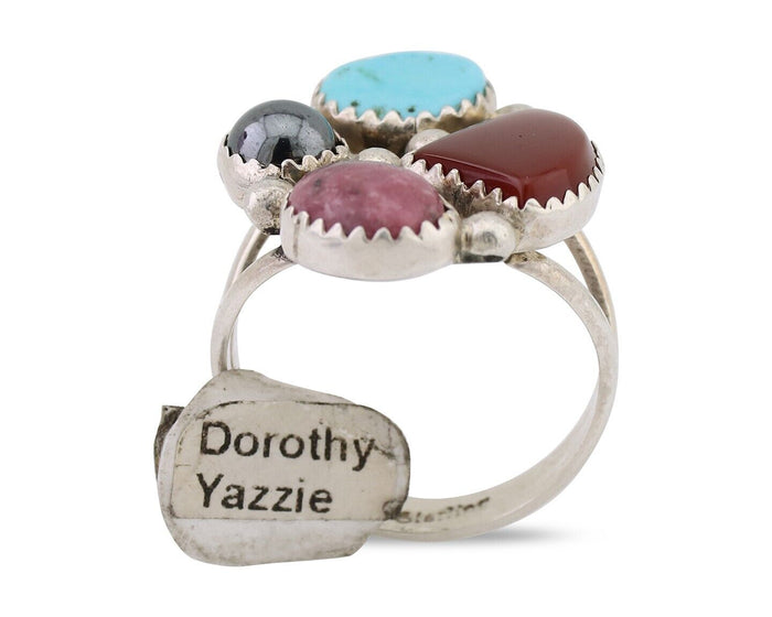 Navajo Ring 925 Silver Natural Gemstone Artist Dorothy Yazzie Size 9.0 C.80's
