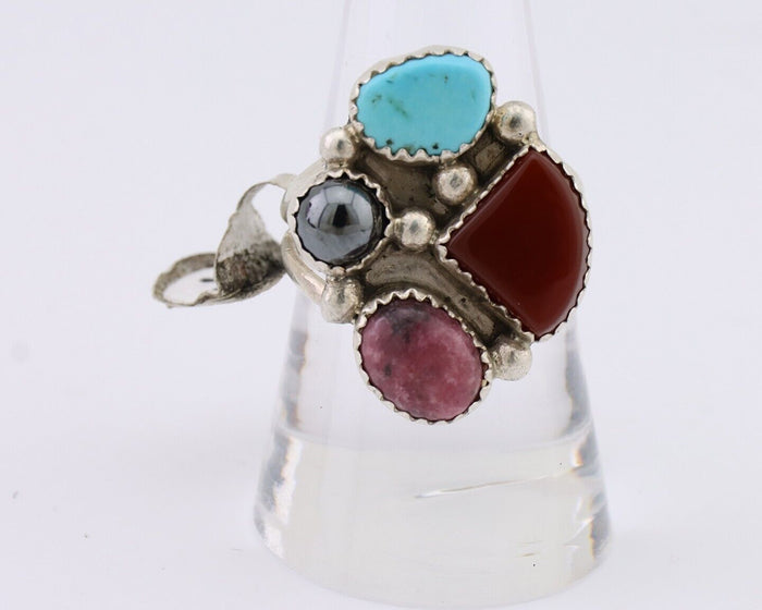 Navajo Ring 925 Silver Natural Gemstone Artist Dorothy Yazzie Size 9.0 C.80's
