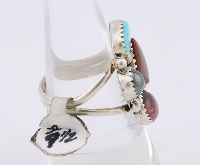 Navajo Ring 925 Silver Natural Gemstone Artist Dorothy Yazzie Size 9.0 C.80's