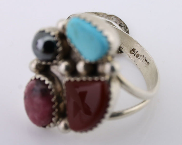 Navajo Ring 925 Silver Natural Gemstone Artist Dorothy Yazzie Size 9.0 C.80's