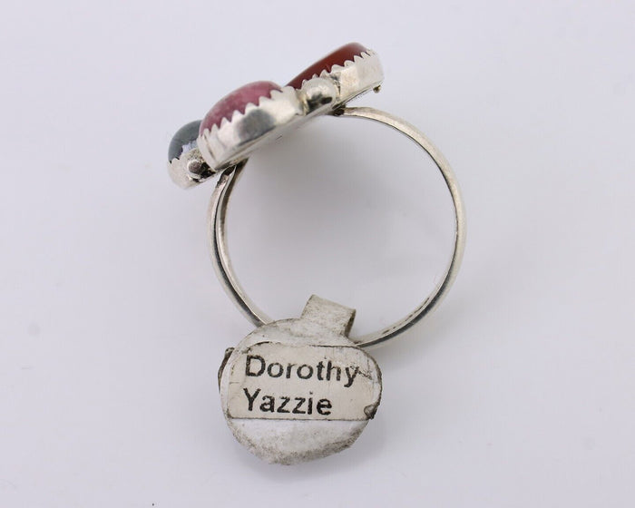 Navajo Ring 925 Silver Natural Gemstone Artist Dorothy Yazzie Size 9.0 C.80's