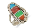 Navajo Ring 925 Silver Natural Gemstone Artist Signed Feather C.80's Size 5.75