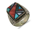 Navajo Ring 925 Silver Natural Gemstones Signed C Montoya Size 10.5