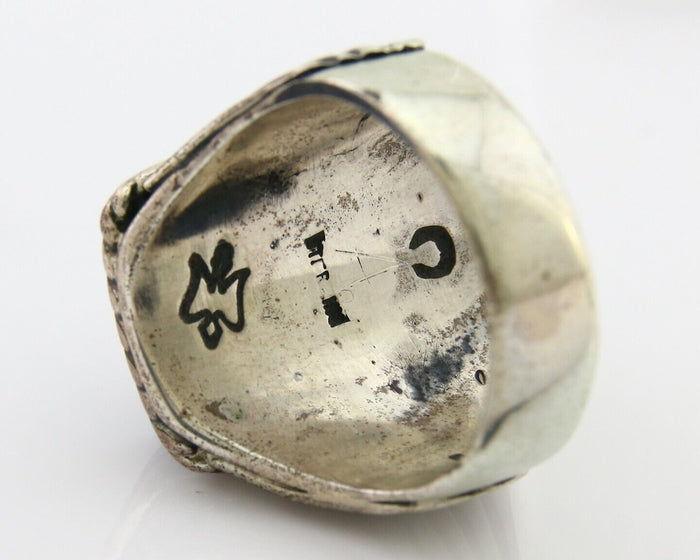 Navajo Ring 925 Silver Natural Gemstones Signed C Montoya Size 10.5