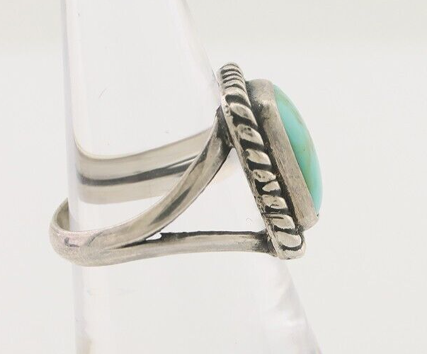 Navajo Ring 925 Silver Natural Green Turquoise Artist Signed Apache Mfg C.80's