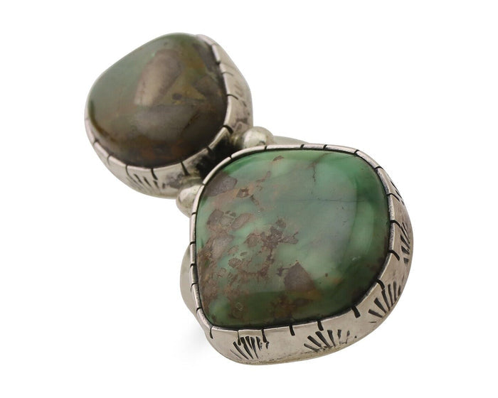 Navajo Ring 925 Silver Natural Green Turquoise Artist Signed M Guerro C.80's