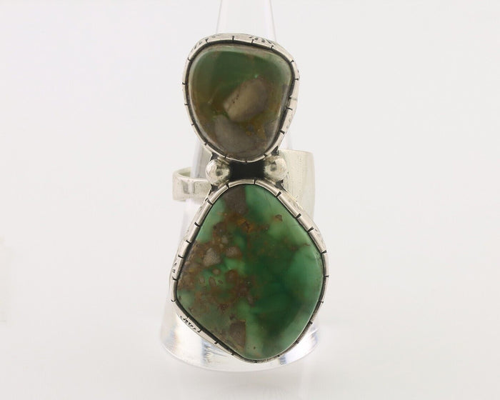 Navajo Ring 925 Silver Natural Green Turquoise Artist Signed M Guerro C.80's