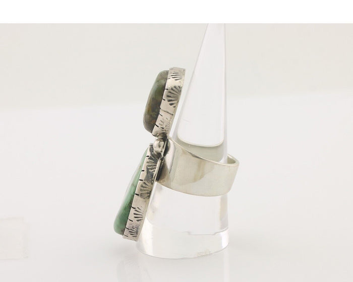 Navajo Ring 925 Silver Natural Green Turquoise Artist Signed M Guerro C.80's