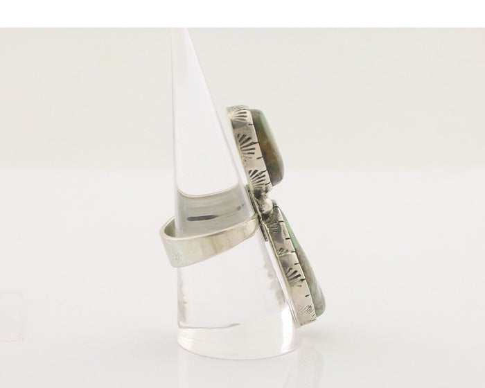 Navajo Ring 925 Silver Natural Green Turquoise Artist Signed M Guerro C.80's