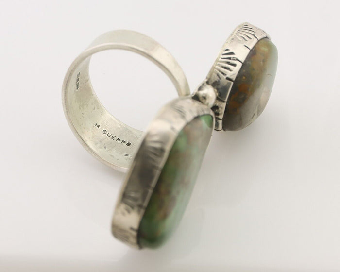Navajo Ring 925 Silver Natural Green Turquoise Artist Signed M Guerro C.80's
